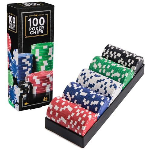 Spin Master Games Cardinal Classics 100-Piece Poker Set | Classic Game, 100-Piece Casino-Style Poker Chip Set, Includes Plastic Tray for Organization, For 2-10 Players, Ages 8 & Up - style: Heavy Weight 100 pcs Porker Chips