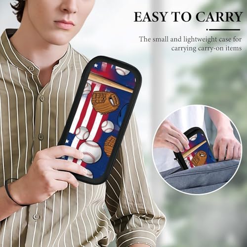 PPIKTC Game Console Storage Bag Compatible with Nintendo Switch, Baseball American Flag Hard Shell Shockproof Travel Carrying Pouch with 15 Game Cartridges - color: Design (201)