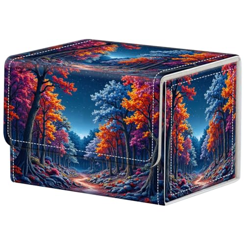 Colorful Forest Deck Box for MTG Commander | Holds 100+ Double-Sleeved Cards | Strong Magnetic TCG Card Case for Collectible Games - color: Colorful Forest