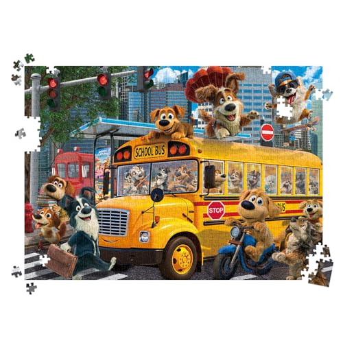 HUADADA 1000 Piece Puzzle for Adults, Cute Puppy School Bus Adventure | Eco matte oil print, eye strain relief, tight puzzle piece fit, vibrant colours - color: Cute Puppy School Bus Adventure