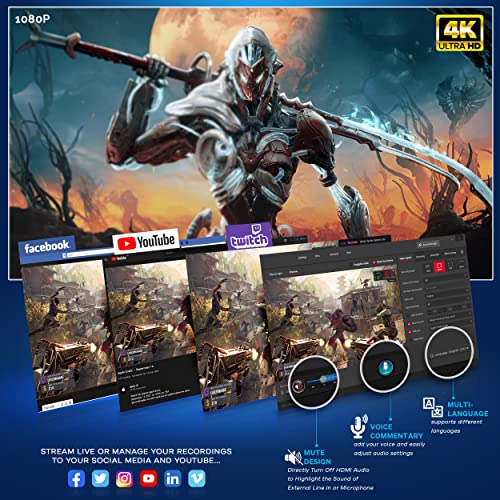 Pyle Live Gamer HDMI 4K Live Record and Stream, Multi Video Format Support, Audio-VideoLine in/Out, Super High Speed, Real Time Gameplay, Conference Live Broadcast, PCI-E Gen2 - PLINK4 - style: Video PCI-E Card