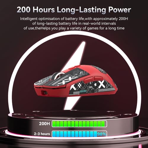 ATTACK SHARK X6 Lightweight Wireless Gaming Mouse with RGB Backlight Charging Base,Tri-Mode Wired/2.4GHz/BT5.2,26K DPI, PAW3395 Optical Sensor,HUANO Switch,5programmable Buttons,PC/Mac(Red+Sticker) - color: Red, size: Mouse with Anti-slip sticker