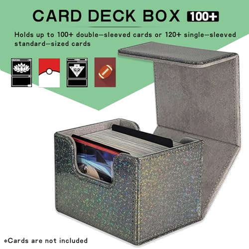 Dmoicols Trading Card Storage Box Leather Card Decck Box Horizontal Single One (Sparkly Black Point) - color: Sparkly Black Point