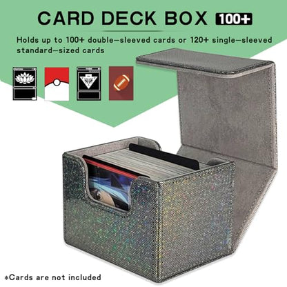 Dmoicols Trading Card Storage Box Leather Card Decck Box Horizontal Single One (Sparkly Black Point) - color: Sparkly Black Point