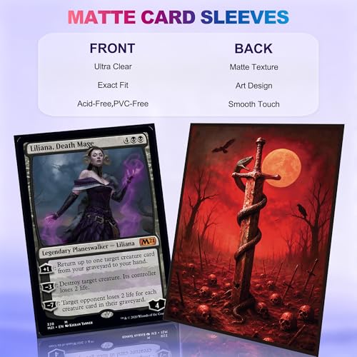 UAONO MTG Card Sleeves 100ct (Fear) Fantasy Art Card Sleeves Deck Protector, Clear Front & Matte Textured Back Sleeves for Magic The Gathering TCG - color: Fear