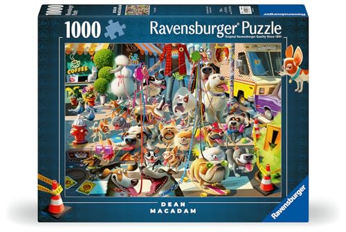 Ravensburger - The Dog Walker - 1000 Piece Jigsaw Puzzle - Vibrant, Bold Colors and Laugh Inducing Details of an Over-Committed Dog Walker - Premium Quality - Puzzles for Adults