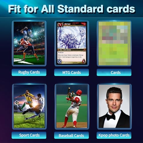 400 Card Sleeves, Clear Hard Sleeves for Cards, 3"X4" Baseball Card Sleeves, Blue Hard Plastic Card Protectors for Trading Sports Football Game Cards (200 Hard Sleeves+200 Penny Sleeves) - size: 200 pcs + 200 pcs Blue