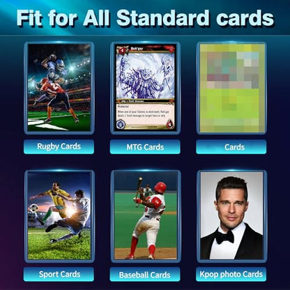 400 Card Sleeves, Clear Hard Sleeves for Cards, 3"X4" Baseball Card Sleeves, Blue Hard Plastic Card Protectors for Trading Sports Football Game Cards (200 Hard Sleeves+200 Penny Sleeves) - size: 200 pcs + 200 pcs Blue