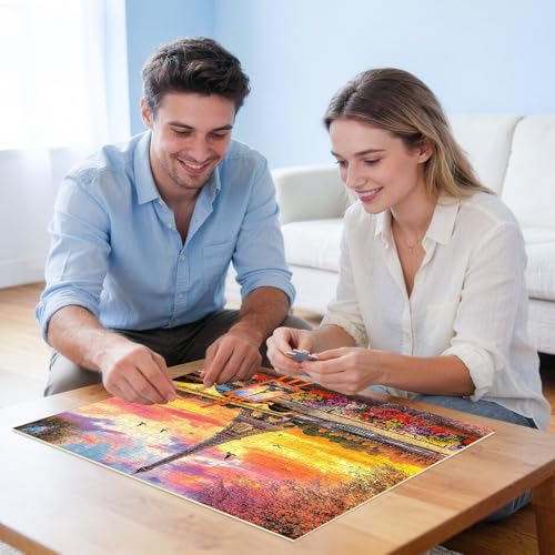 500 Piece Puzzles for Adults,Tower Jigsaw Puzzles 500 Pieces for Adults | Romance Sunset Puzzle Adult Jigsaw Puzzles Games Premium Cardboard Puzzle for Tabletop Family Activity Gift - style: Tower