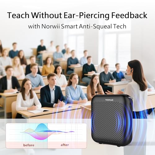 Voice Amplifier with Bluetooth, Portable Speaker with Microphone | Wireless Microphone Headset Speaker for Teacher, Mini Megaphone Sound Amplifier for Classroom, Tour Guides, Speaking - color: Black - 15W