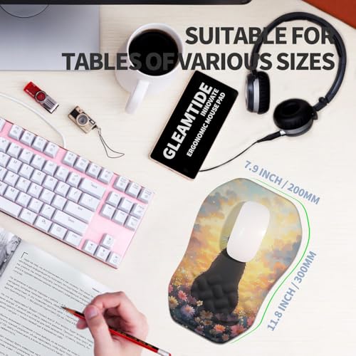 Ergonomic Raised Mouse Pad Wrist Support with Bilateral Slope Memory Foam Mousepad for Wrist Rest and Carpal Tunnel Pain Relief 11.8x7.9〃Flower Sea Cat - color: Flower Sea Cat