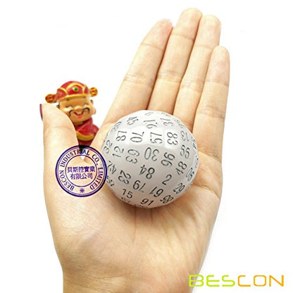 Bescon Glow in Dark Polyhedral Dice 100 Sides, Luminous D100 die, 100 Sided Cube, D100 Game Dice, Glowing 100-Sided Cube - color: Glowing Dim Dark Blue D100