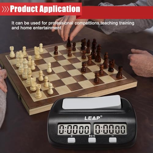 LEAP Chess Clock Digital Chess Timer Professional for Board Games Players Count Up/Down Timer with Alarm Function Black (Official Store)