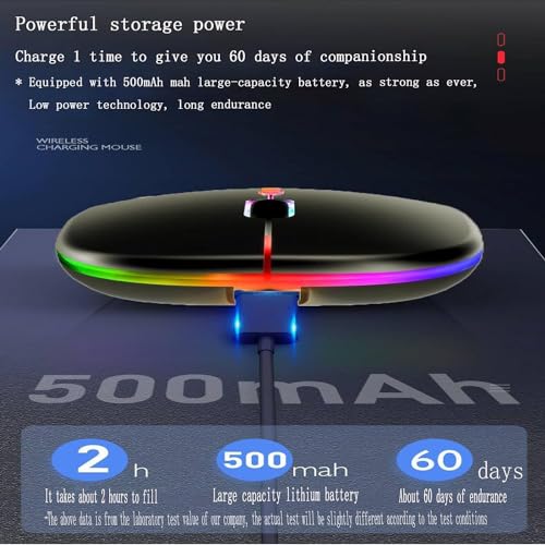 2 Pack Wireless Bluetooth Mouse,LED Dual Mode Rechargeable Silent Slim Laptop Mouse,Portable(BT5.2+USB Receiver) Dual Mode Computer Mice,for Laptop,Desktop Computer,ipad Tablet,Phone,TV (Black) - color: 2 pack black