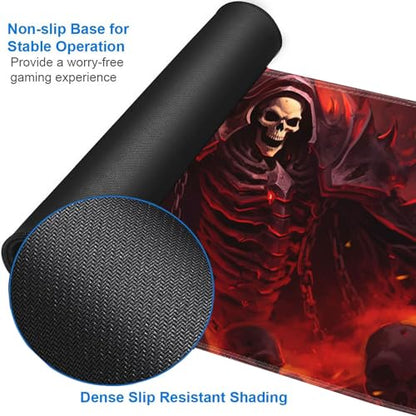 JVGFYNKL MTG Playmat + Drawstring Travel Pouch + 6 Dice Counter, for Tabletop Trading Card Game Playmats or Large Mouse Pad, Anti-Slip Rubber 24 x 14 in, King of Skeletons TCG Playmat - color: JV-Playmat-1-F-154