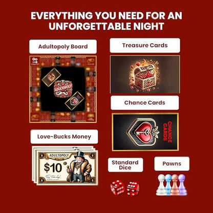 Adultopoly Couples Board Game - Romantic Date Night Game for Partners, Fun Relationship Building Activity, Anniversary and Valentine's Day Gifts for Him or Her