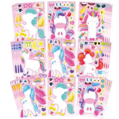 Make Your Own Unicorn Stickers, Make a Face Sticker, Unicorn Stickers | 24 Sheets for Kids Bags Birthday Party Favors Classroom Craft Activities - style: Unicorn
