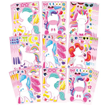 Make Your Own Unicorn Stickers, Make a Face Sticker, Unicorn Stickers | 24 Sheets for Kids Bags Birthday Party Favors Classroom Craft Activities - style: Unicorn