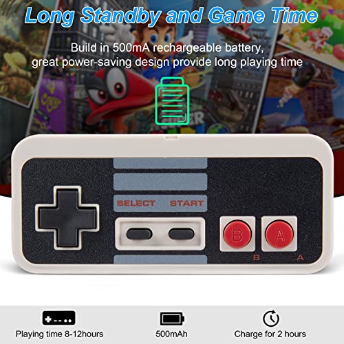 KIWITATA 2X Wireless Nes USB Controller for PC Gamings, 2.4ghz Wireless USB Remote N-E-S Emulated Game Pad Controller for Windows XP 7 8 11 & MAC & Retropie - color: gray