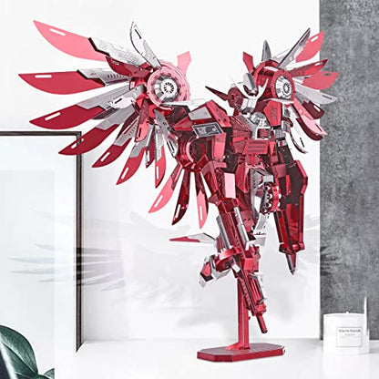 Piececool 3D Metal Puzzles for Adults, Thundering Wings Figure Mecha Model Kits Steel Metal 3D Model Building Kit, Brain Teaser DIY for Teens Man Woman, 215 Pcs - color: Titan