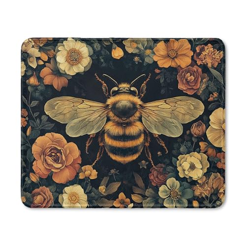 Vintage Moody Floral Bee Mouse Pad, Dark Cottagecore Botanical Bumblebee Insect Mousepad for Home Office Dorm Computers Laptop Supplies Desk Accessories,Bee Lover Gifts, 9.5x7.9 Inch - color: 03Child