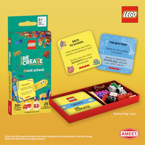 LEGO Recreate Activity Cards – Cool School | Learning Through Play Game with 30+ Activity Cards & 25 LEGO Elements | Ages 6+ - style: Cool School