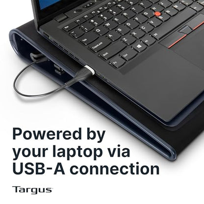 Targus 17 Inch Dual Fan Lap Chill Mat - Soft Neoprene Laptop Cooling Pad for Heat Protection, Fits Most 17" Laptops and Smaller - USB-A Connected Dual Fans for Heat Dispersion (AWE55US) - size: Tilted