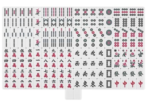 Mose Cafolo Traditional Chinese Mahjong Set – 144 Melamine 34mm Standard Size Tiles + 2 Spare Tiles, No Arabic Numerals, Travel Case, Complete Mahjong Game, Blue - color: Blue
