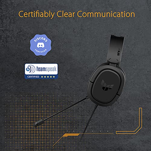 ASUS TUF Gaming H1 게이밍 헤드셋 유선, 디스코드 인증 마이크 - 블랙 | 7.1 서라운드 사운드, 40mm 드라이버, 3.5mm, 경량, PC, 스위치, PS4, PS5, Xbox One, Xbox 시리즈 X/S 및 모바일 장치용