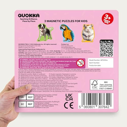 QUOKKA Step Up Magnetic Puzzles for Toddlers 1-3, Animals Puzzle Set in One Book, Travel Games for Kids 3-5, Screen Free Toy for Toddlers and Preschoolers - color: Pets