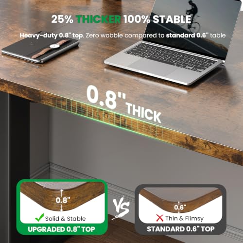 Brown 47x24 in Electric Standing Desk, 0.8 Inch Thick Tabletop | Holds 200lbs, Sit Stand, 3 Memory Height Adjustment, Extra Deep Table Top, Black Frame - color: Rustic Brown Top / Black Frame, size: 47 x 24 Inch