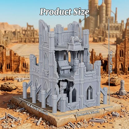 DND Terrain for Trench Crusade – 28mm Ruined Cathedral Building AF1166 | Unpainted Multilevel Gothic Ruins Tabletop Scenery for Dungeons and Dragons, Wargame Map Props