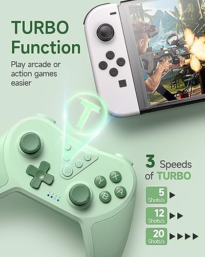 EasySMX Wireless Pro Controller for Switch/Switch Lite/Switch OLED, T37 Wireless Switch Controller with 6-Axis Gyro, Motion Support, Adjustable Dual Turbo, Enhanced Switch Remote Gamepad - color: Green