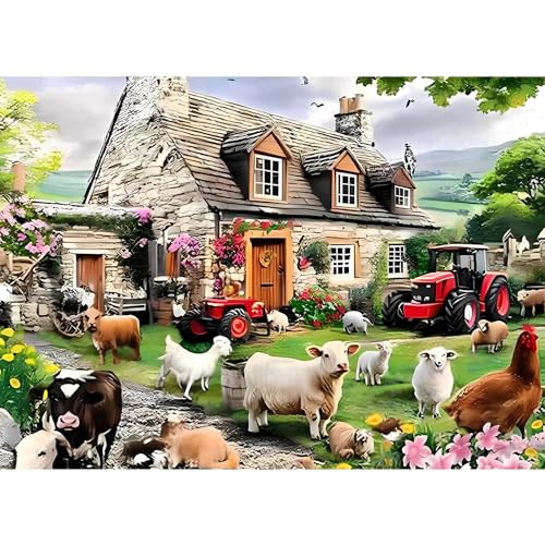 Farm Animal 1000 Piece Puzzle for Adults,Puzzles for Adults 1000 Pieces,Hard Difficult and Challenging Mosaic Jigsaw Puzzles Toy Games 1000Pieces 27.5 X 19.7inch - color: Farm Animal