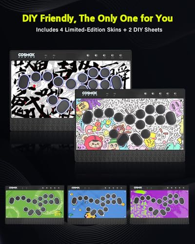 JZW-Shop Leverless Aracde Stick C16S, All-Button Arcade Controller for Switch, PC, PS4, PS3, Steam Deck, Arcade Fight Stick with Turbo & Custom RGB, Supports Hot-Swap & SOCD