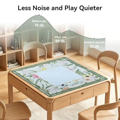 32.4x32.4 Inch Floral Mahjong Mat 3 MM Noise Reduction | Countryside Home Style Non-Slip No Creases with Tropical Plants Carrying Bag for Poker, Card, Board & Tile Games, Dominoes - color: Morandi Green