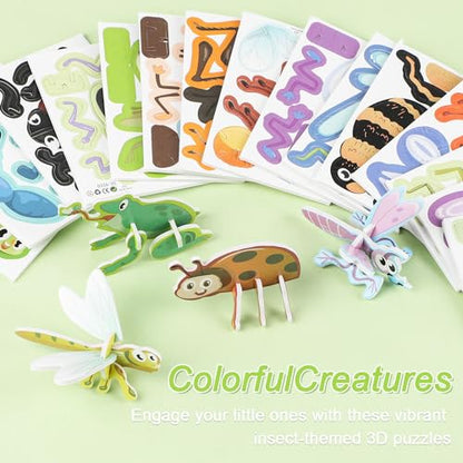 LOMIMOS Educational 3D Cartoon Puzzle,3D Cartoon Jigsaw Creative Learning Model for for Boys & Girls Art DIY Craft Gift Decor (Insect) - style: insect