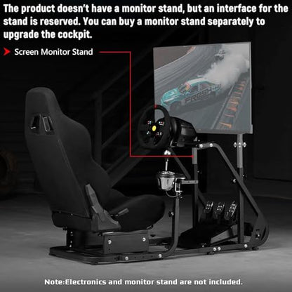 Dardoo Racing Simulator Cockpit with Seat Fit for Logitech G25 G27 G923 | for Thrustmaster T150, for Fanatec, Steering Wheel Cockpit, Not Include Wheel, Pedal and Shifter