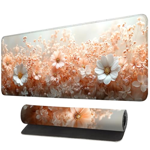 Mouse Pad, Large Anti-Slip with Stitched Edges Desk Mat Desktop Laptop Computer Desk Keyboard Mat,Table Protector Blotter Mat (Powder, 31.5" x 11.8") - color: Powder, size: 31.5" x 11.8"