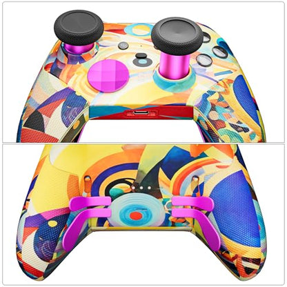 14-in-1 Controller Accessories Kit Compatible with Xbox Elite Series 2, 6 Premium Metal Thumbsticks, Swap Joysticks, 4 Interchangeable Paddles, 2 D-Pads, 1 Tool ，1 Storage Bag (Magenta) - color: Magenta