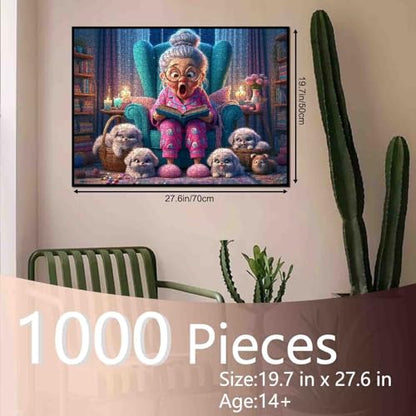 Surprised Grandma Jigsaw Puzzles 1000 Pieces for Adults Old Woman Reading Book Puzzles Suitable for All Toy Enthusiasts Family Activity Perfect for Game Night 19.7 X 27.6 Inches - color: Old Woman-a02