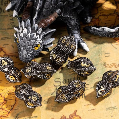 7-Piece Metal Dice Set DND Dice with Dragon Claw Design - Perfect for Dungeons & Dragons RPG Tabletop Role-Playing Games - color: Dragon Claw-black Gold
