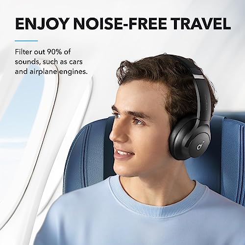 Soundcore by Anker Q20i Hybrid Active Noise Cancelling Headphones, Black | Over-Ear, Bluetooth, 40H ANC Playtime, Hi-Res, Big Bass, Transparency Mode, Customize via App, Travel, Home, Office - color: Black