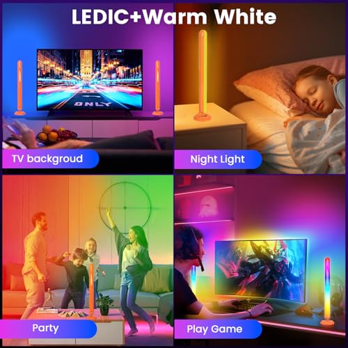 Smart ICRGB LED Lights Bars, Borllyem TV Backlight with Double Light Beads, App Control, RF Remote, Music Syncing and 47Modes for Gaming, Room Decoration