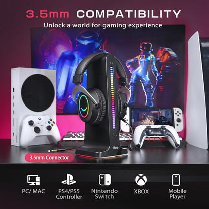 FIFINE 3.5mm Gaming Headset with Mic for PS5,Xbox,PC,Over-Ear Gaming Headphone with Detachable Microphone,RGB,Passive Noise Canceling for Computer,Switch,PlayStation,Wired Gamer Headset-H3