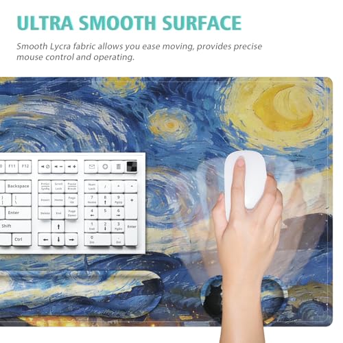 Mouse Pad Set Large Desk,Keyboard Mouse Pad Anime Mousepad with Non-Slip Base and Stitched Edge Mouse Mat Desk Pad 35.4 x 15.7 Mouse Pads for Desk Home Office (Sky Cat) - color: Sky Cat