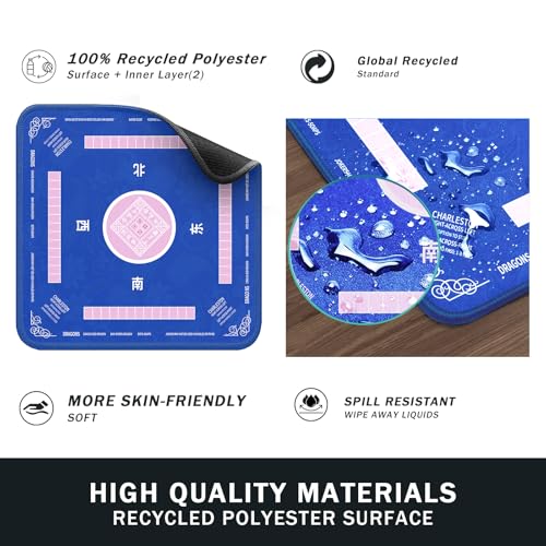 2F22E Mahjong Mat - Non-Slip Noise Reduction Gaming Mat 32.4x32.4 Inch for Mahjong/Poker/Board Games/Card Games/Dominoes (Blue) - color: Blue