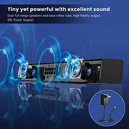 Sound Bar, BESTISAN 50 Watts Soundbar with HDMI, Optical, AUX, USB,Sub Out and Bluetooth Connection, DSP, Bass Adjustable, 16 Inch, Mountable