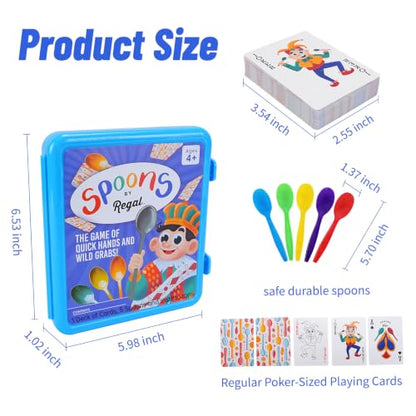 Regal Games Spoons Card Games for Kids - Spoons Game, Deck of Cards, Fun Family Games for Kids and Adults, Playing Cards, Game Night, Travel Games, 3-5 Multi-Player Card Game, Games for Adults