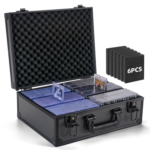Trading Card Storage Box for 3" X 4" 35pt Toploaders 600+, Sturdy Secure Large Capacity Hard Case with 6 Foam Stoppers, Fits Toploader Magnetic Holders MTG Baseball Sports Card Storage Box Case